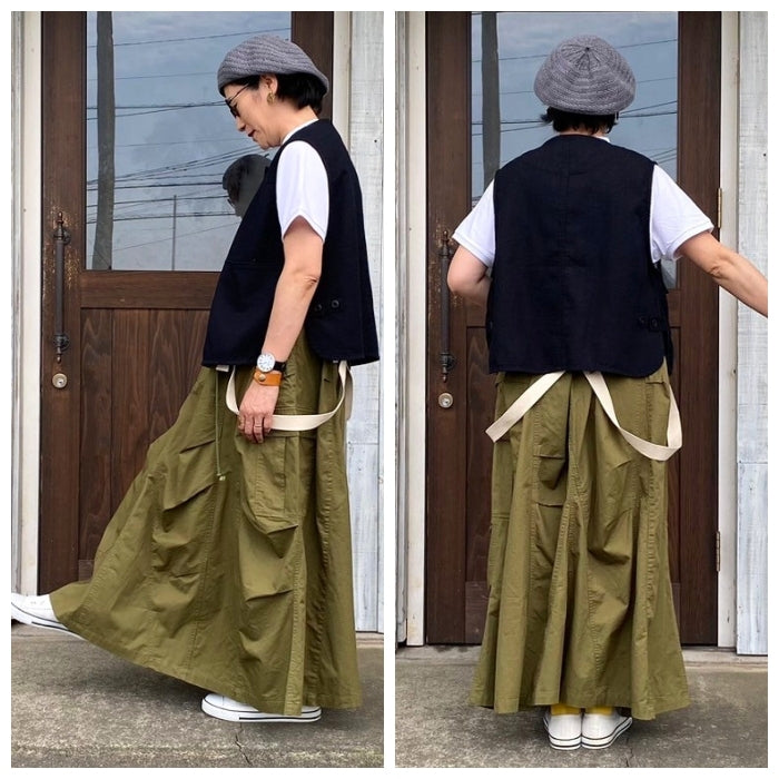 243 サスペンダー付きアシメミリタリースカート