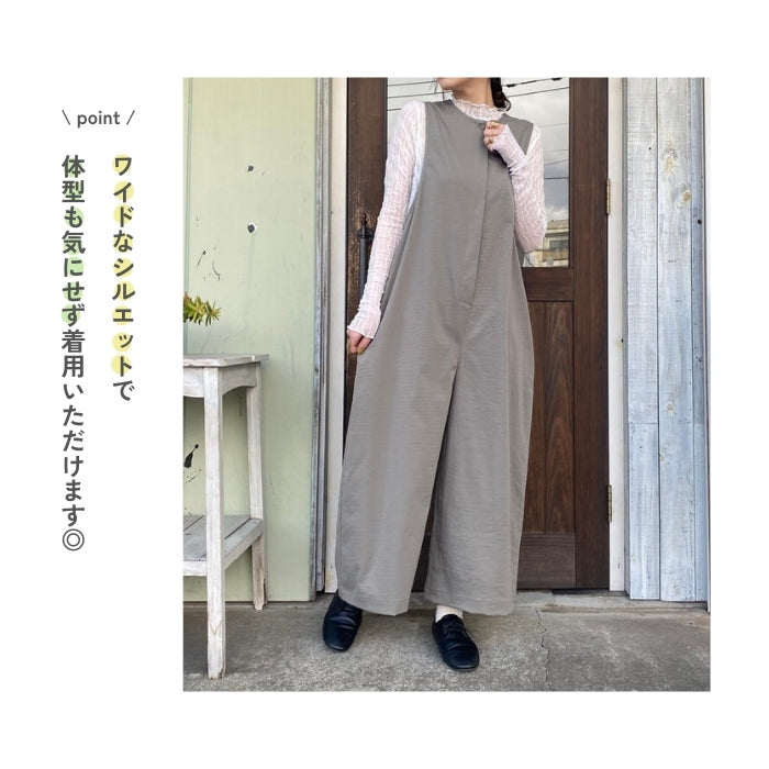 5048 ツイルワッシャーノースリーブオールインワン