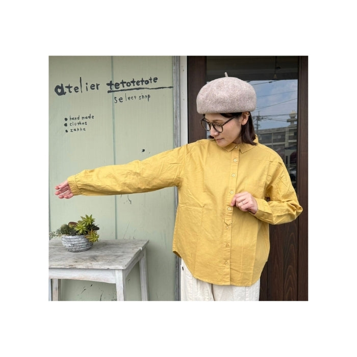 1568 コットンオックス布帛シャツブラウス