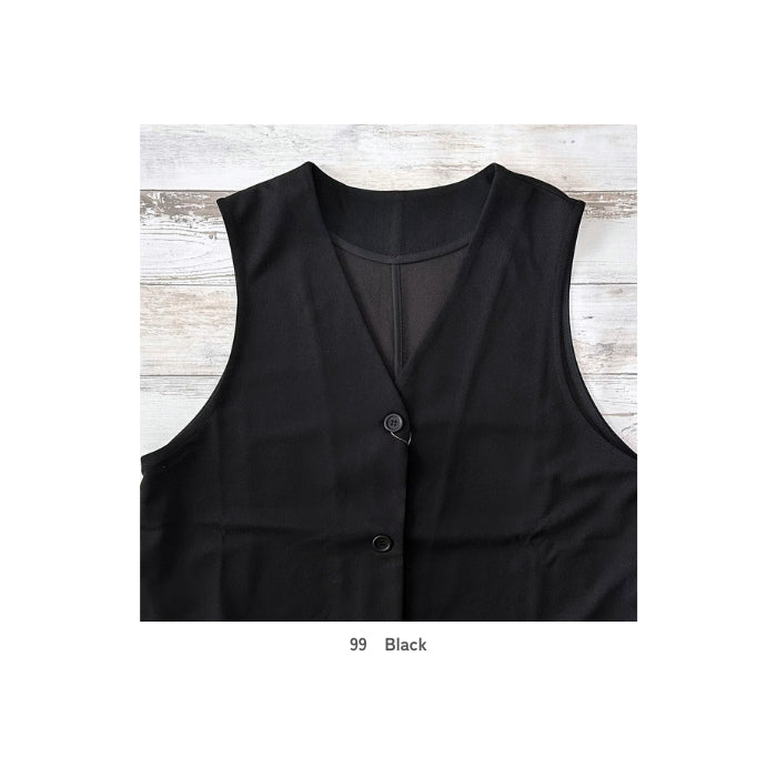 6328 カットジョーゼットベスト / 99 Black
