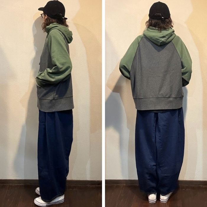 80615433 ラグラン配色フーディー