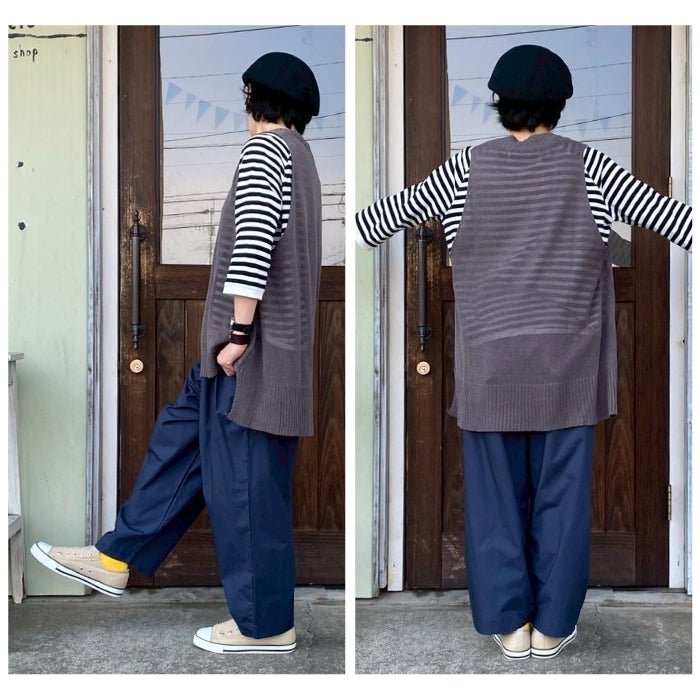 3217 コットンタイプライター9分丈ワイドテーパードパンツ