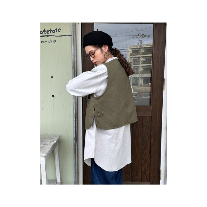 8307 綿ワッフルアシンメトリーベスト