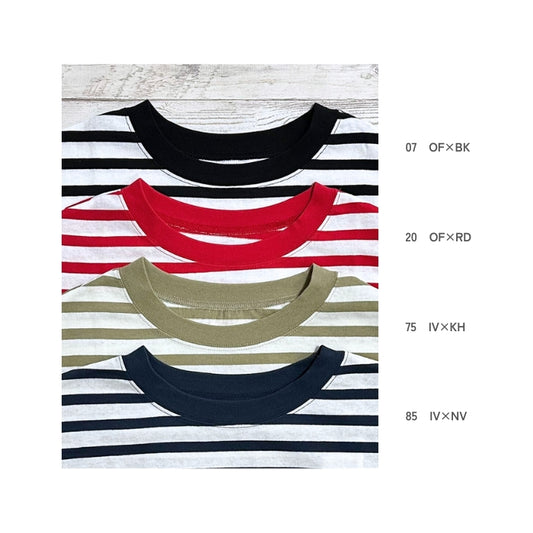 0945　ボーダーOE天竺BIGシルエット7分袖プルオーバー