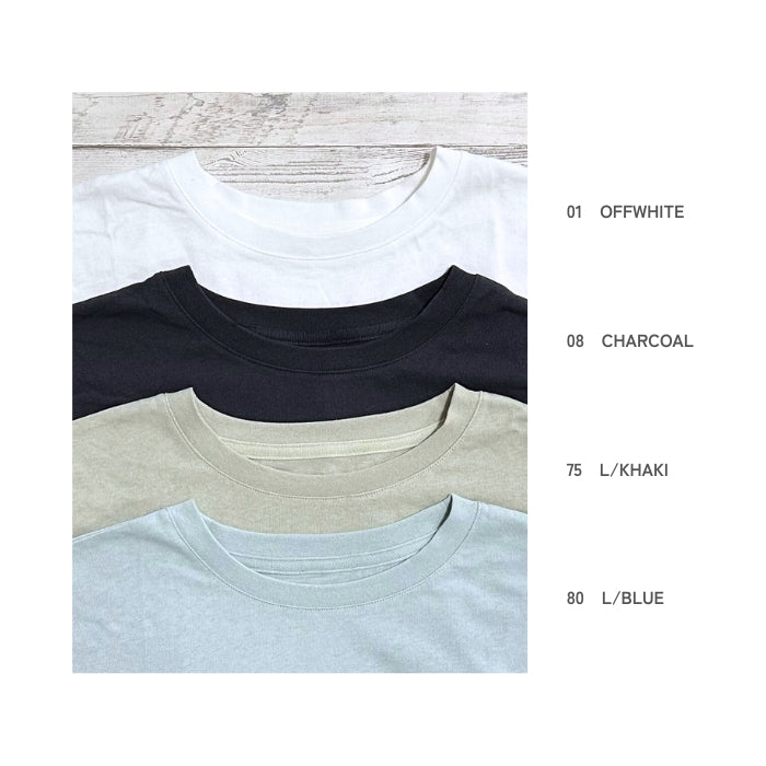 0946　無地OE天竺布帛使いコクーン7分袖プルオーバー