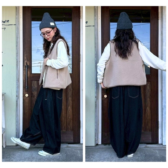 1218　ボア無地ベスト