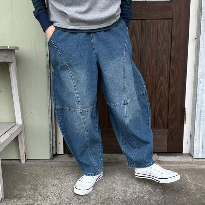 218338　デニム切替ボールパンツ