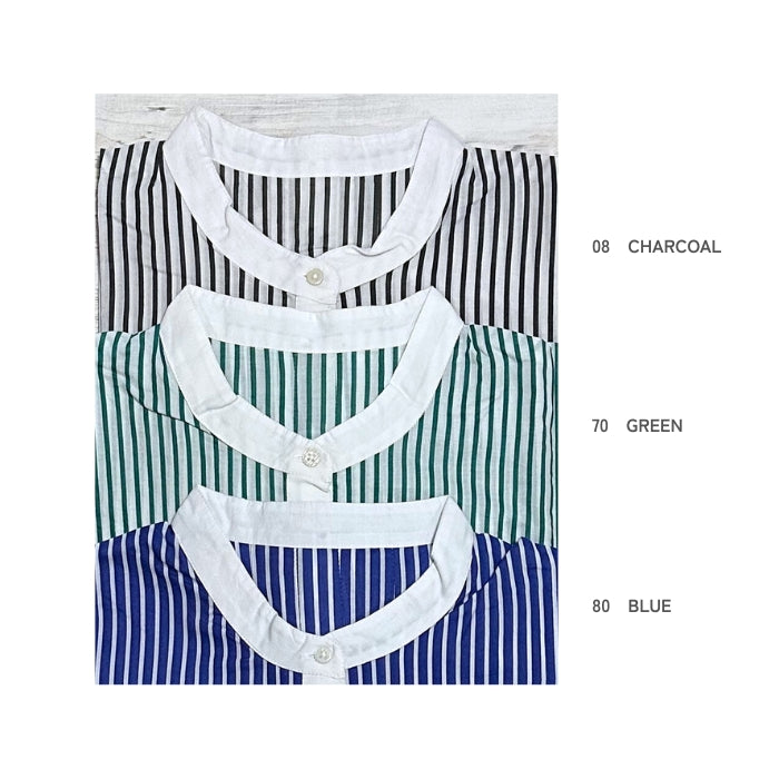 1270　ストライプ柄クレリックワンピース