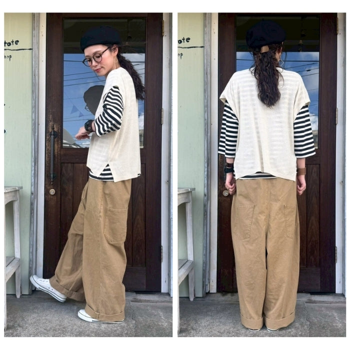 5539　柄編みVネックジレ