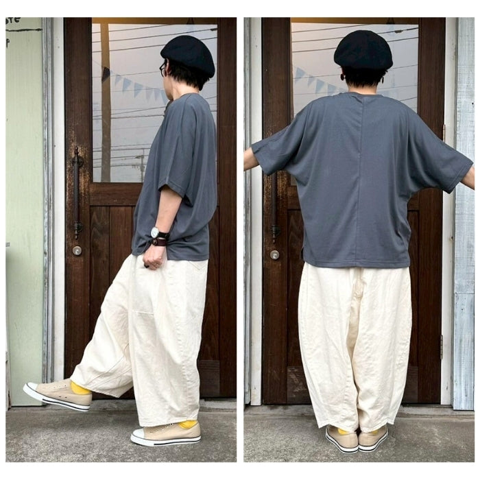 4344　接触冷感クルーネックドルマン五分袖Tシャツ