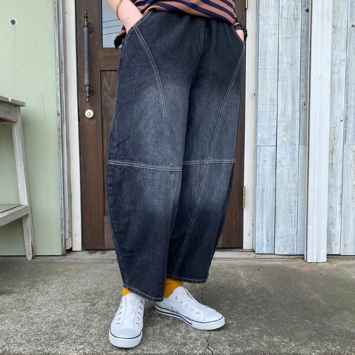 218338　デニム切替ボールパンツ