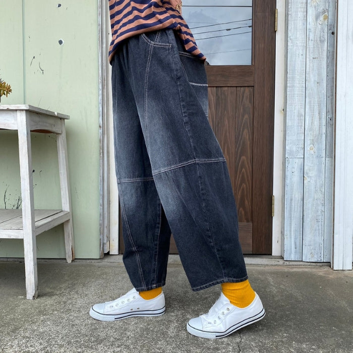 218338　デニム切替ボールパンツ