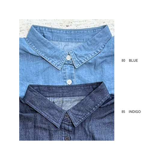 1643　ウエストドロストデニムシャツワンピース