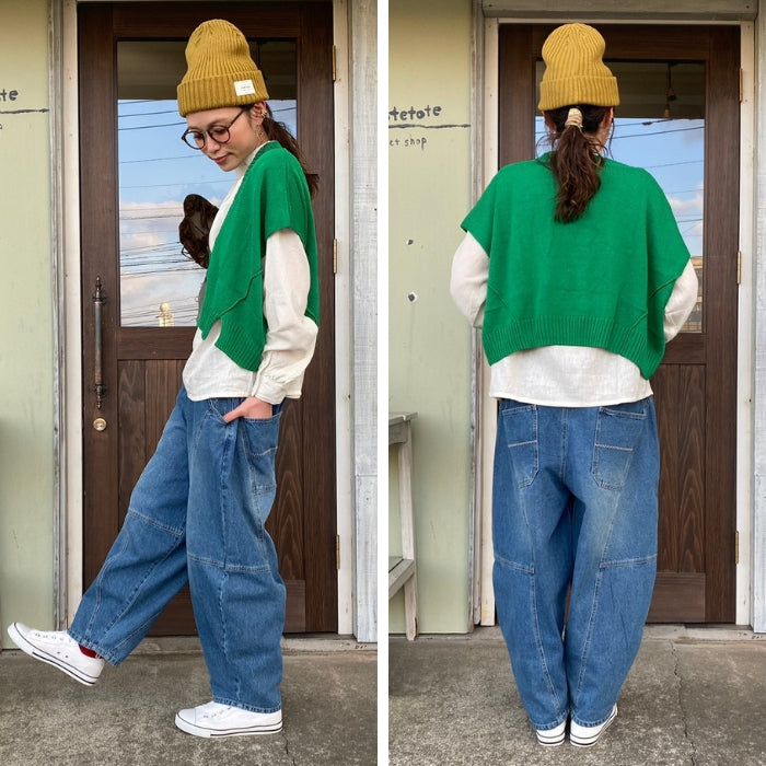 218338　デニム切替ボールパンツ