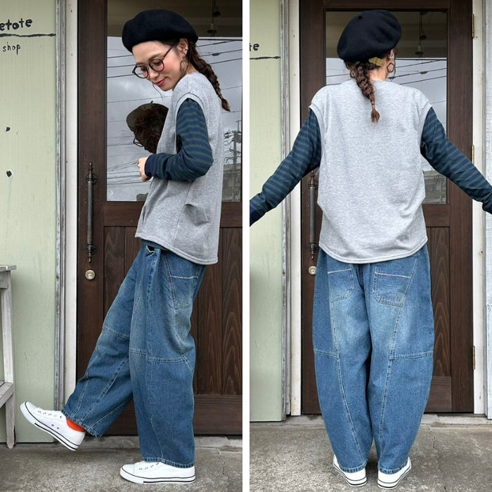 218338　デニム切替ボールパンツ