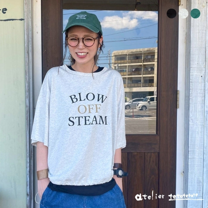 5645516　接触冷感ドロストヘムワイドロゴ五分袖Tシャツ