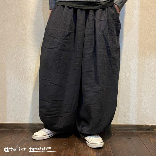 2287　Wガーゼ裏フリース10分丈バルーンパンツ