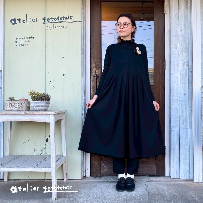 5114　カットジョーゼットノースリーブワンピース / 99　Black