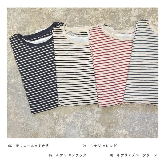 0410　タンクトップ付きレイヤード風ボーダートップス