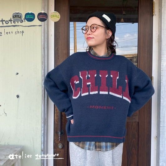 251391　スウェット風ロゴニットプルオーバー