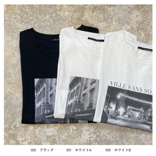 21173　汗染み防止フォトプリントTシャツ