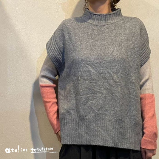 5613　ニットハイネックPOベスト