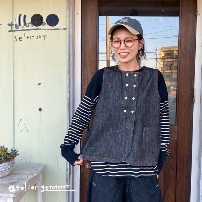 2026　ダブルボタン前開きベスト