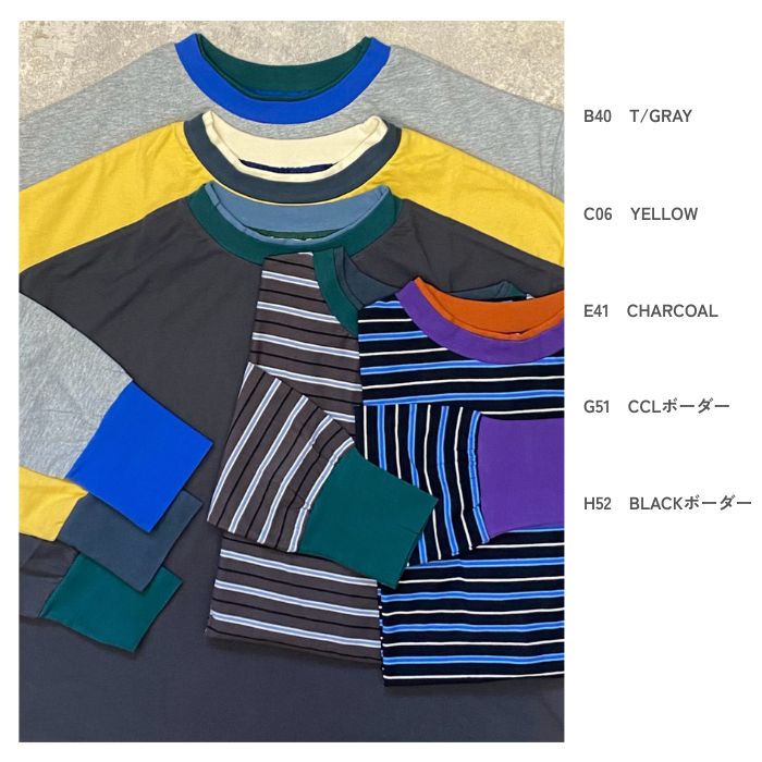 80415290	衿２重トリム裾ラウンドロンTee