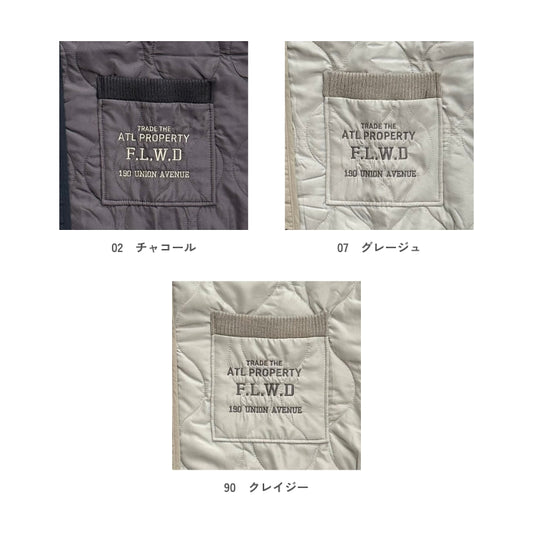 43074　ニット切替バックロゴキルティングベスト