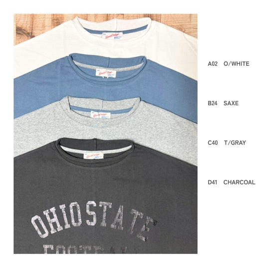 81215108　Big 箔プリントワイドシルエット6分袖プルオーバー