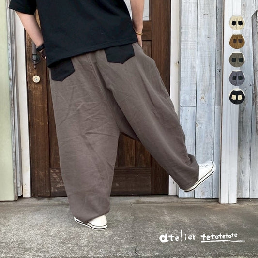 1142972　配色ポケットダボっとパンツ