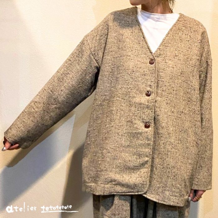 1543419	ネップ入りVネックジャケット