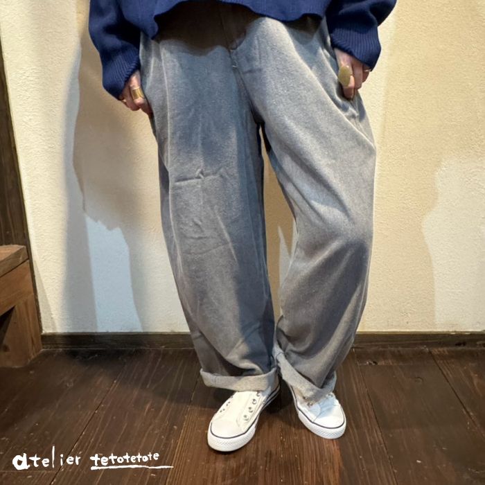 9594　裏起毛デニムバレルパンツ
