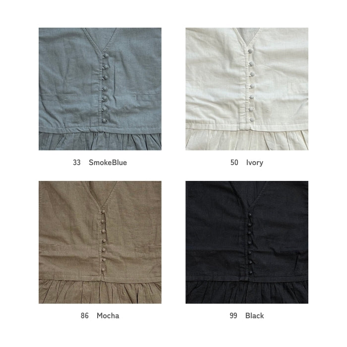 4101　綿麻ベスト風切替ワンピース