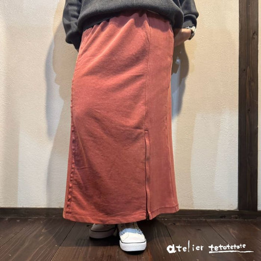 264294　裏毛ケミカル加工リブナロージップスカート