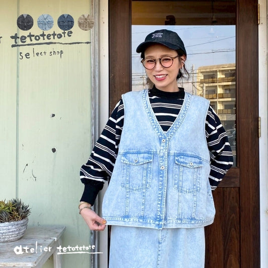 262421　カラーデニムVネックベスト