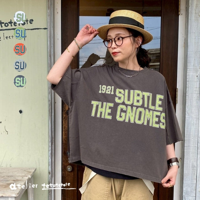 81215114　Big Print ワイドシルエット6分袖プルオーバー