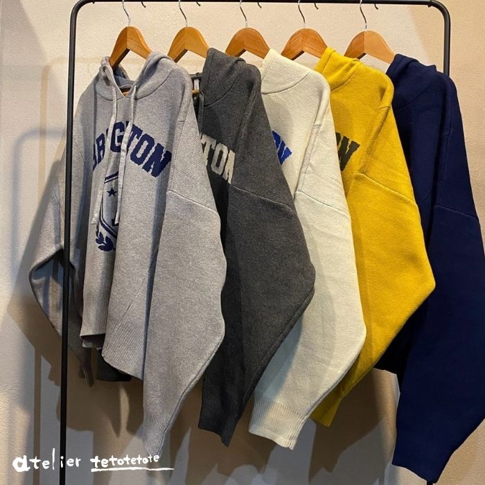263667　スウェットライクニットロゴフーディー
