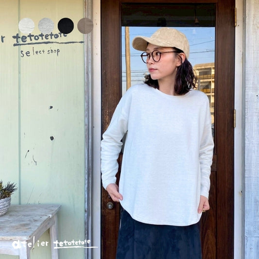 6141　リップルダブルフェイス裾ラウンド長袖Tシャツ