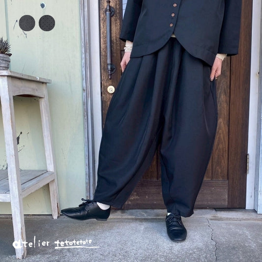 1942729　無地・ドットダボっとパンツ