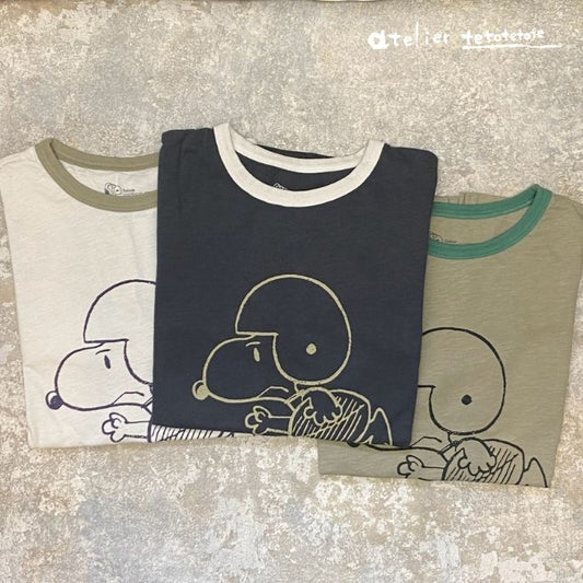 16044809　PEANUTSライン入り七分袖PO