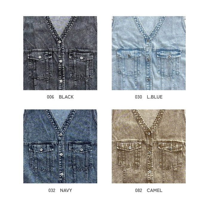 262421　カラーデニムVネックベスト