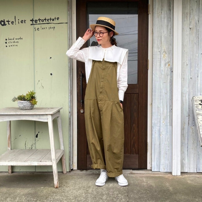 8064　付け襟付きバンドカラーブラウス