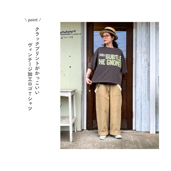 81215114　Big Print ワイドシルエット6分袖プルオーバー