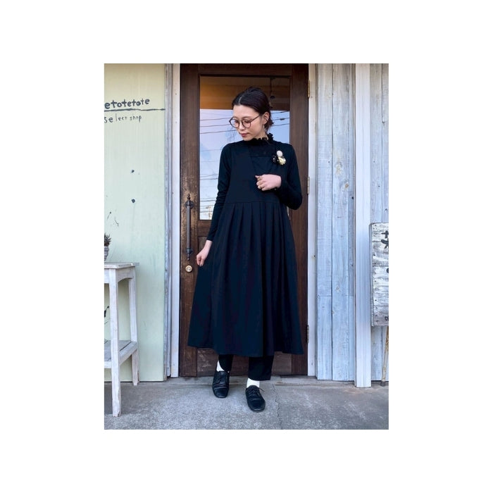 5114　カットジョーゼットノースリーブワンピース / 99　Black