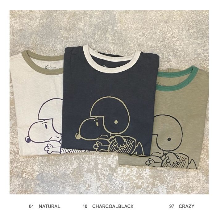 16044809　PEANUTSライン入り七分袖PO