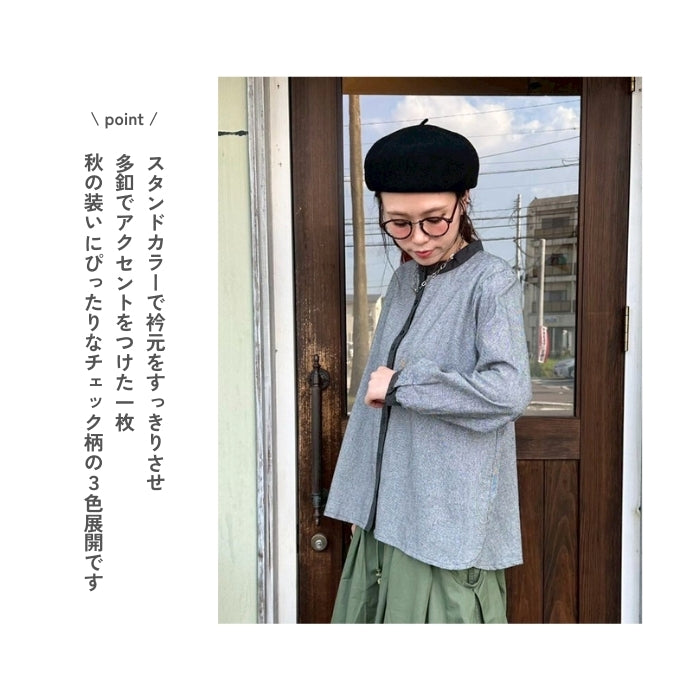1940　裏起毛チェック柄アソートブラウス