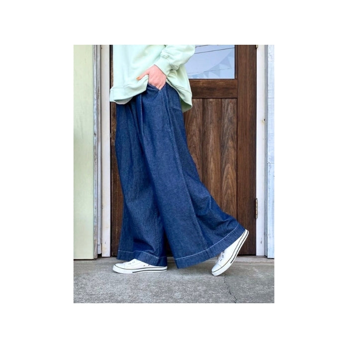 7022　デニムタックワイドパンツ
