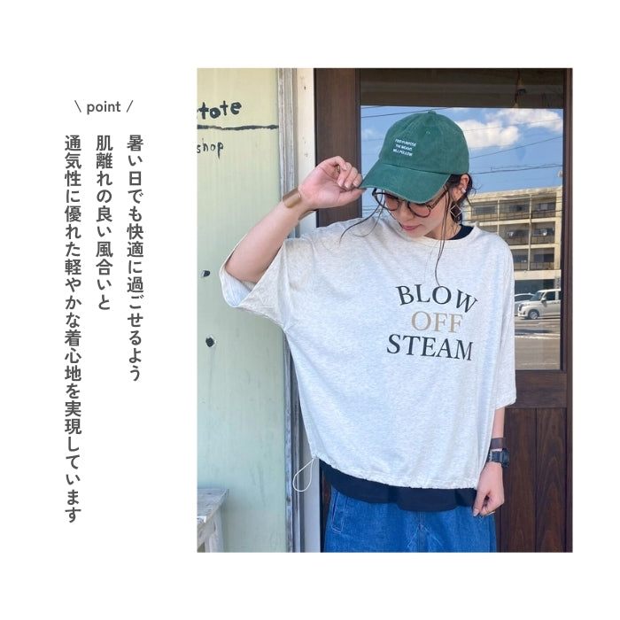 5645516　接触冷感ドロストヘムワイドロゴ五分袖Tシャツ