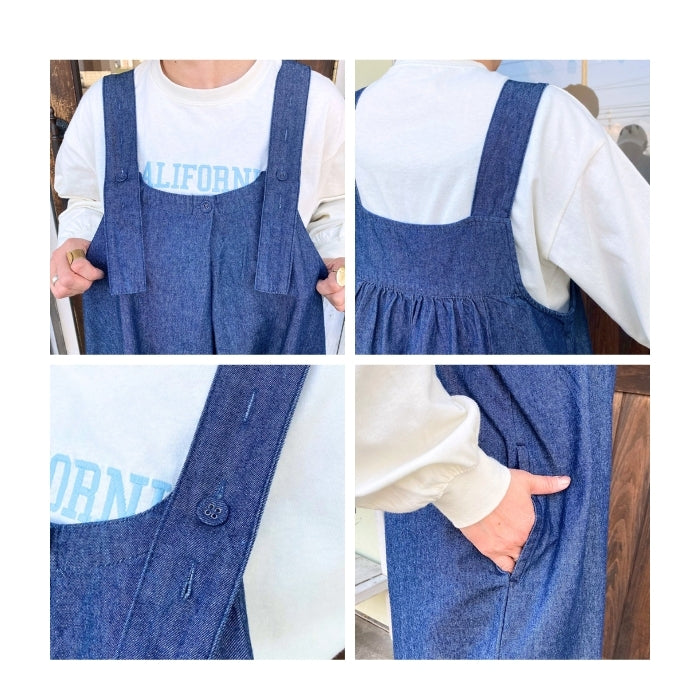 5066　デニムフロントタックサロペット